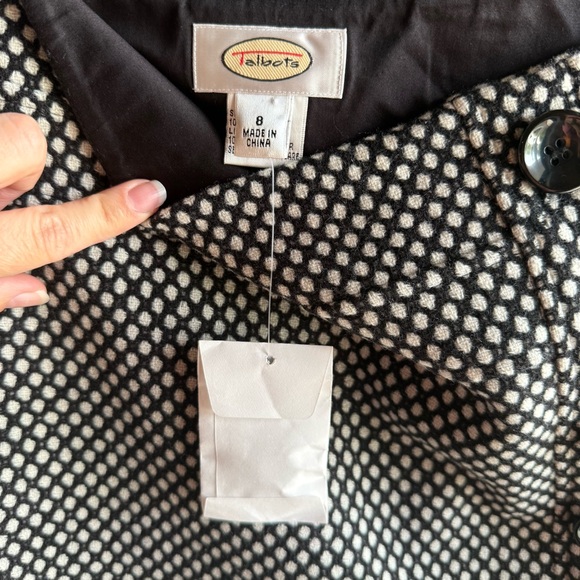 NWOT TALBOTS Black and White Polka Dot Wool Button Preppy Skirt Size 8 - Picture 7 of 8